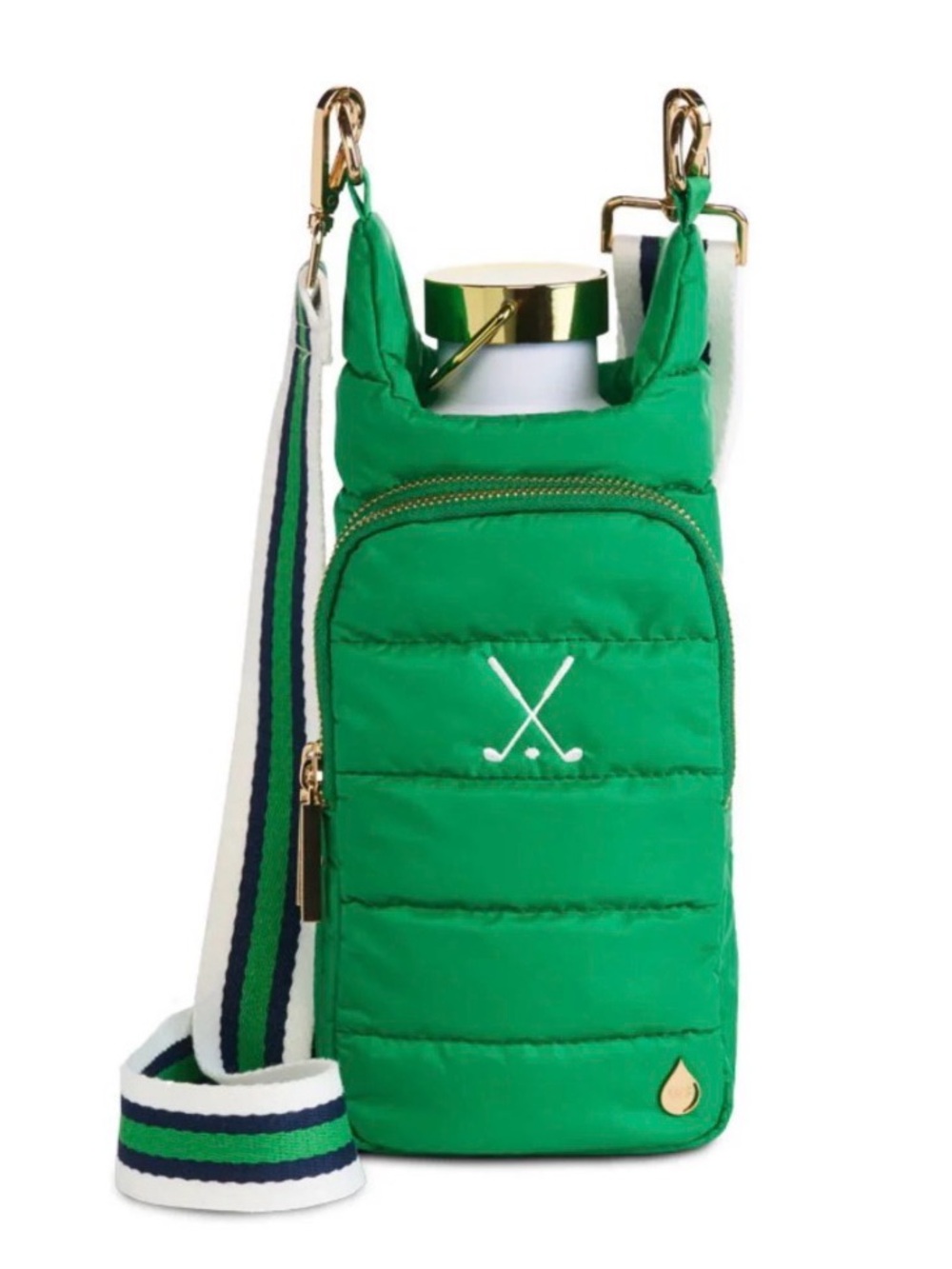 HTF Nwt Wanderfull hydro bag embroidered golf clubs Kelly green puffer